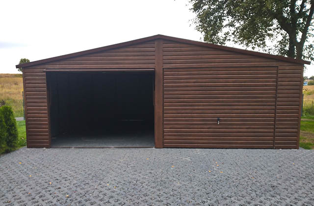 Garaż drewnopodobny blaszany dwustanowiskowy na zamówienie